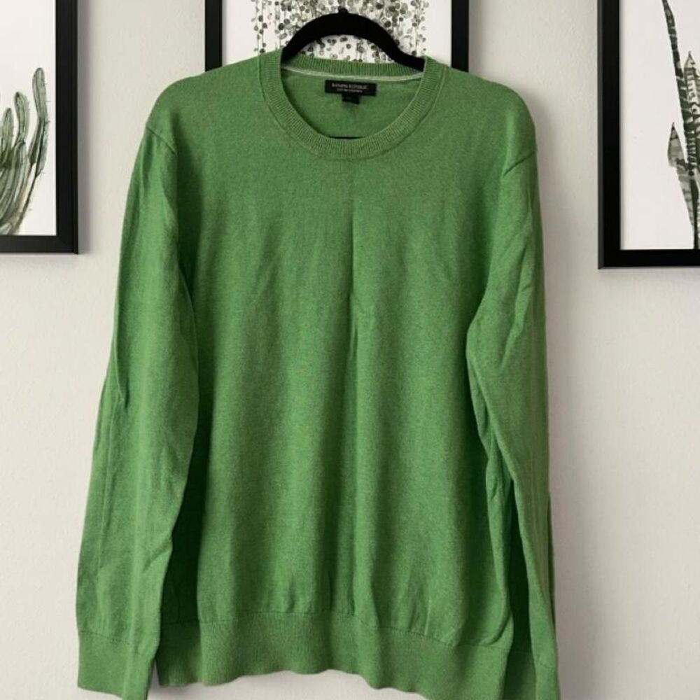 Banana-republic Men's Green Crewneck Cotton/Cashmere Sweater XL